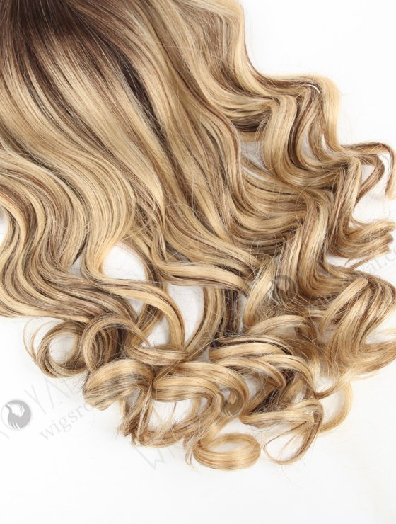 In Stock European Virgin Hair 18" One Length Beach Wave  T4/22# with 4# Highlights 8"×8" Silk Top Wefted Hair Topper-033-640