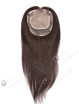 Affordable Silk Base Hair Toppers for Thinning Hair Medium Size | In Stock 5.5"*6" European Virgin Hair 16" Straight Color 2# Silk Top Hair Topper-052