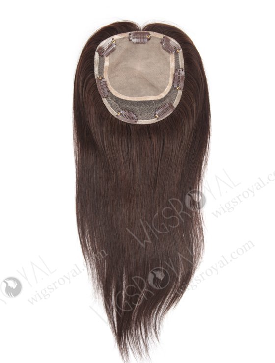 Affordable Silk Base Hair Toppers for Thinning Hair Medium Size | In Stock 5.5"*6" European Virgin Hair 16" Straight Color 2# Silk Top Hair Topper-052-748