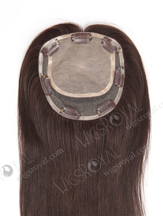 Affordable Silk Base Hair Toppers for Thinning Hair Medium Size | In Stock 5.5"*6" European Virgin Hair 16" Straight Color 2# Silk Top Hair Topper-052-749