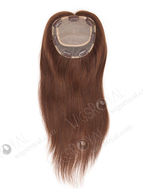 Clip In Crown Filler Hair Pieces 16" Chocolate Brown Premium Remy Human Hair Topper-053-755