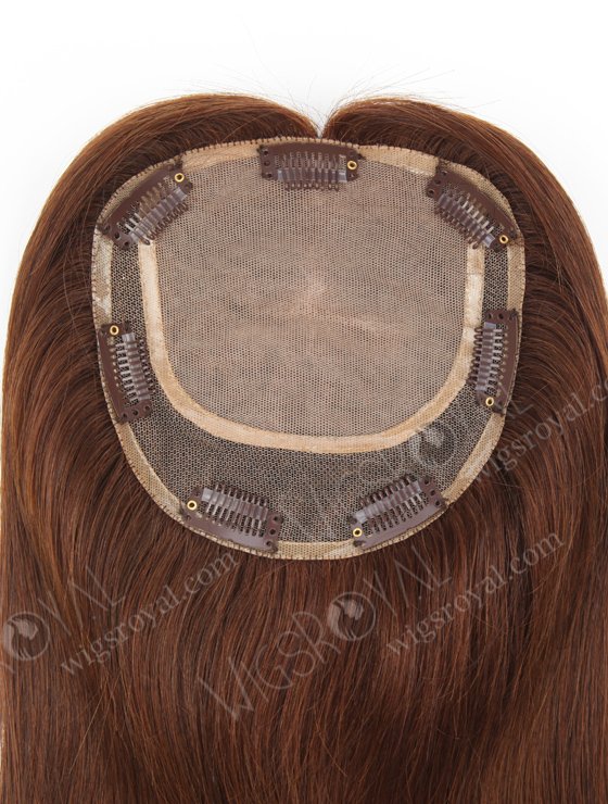 Clip In Crown Filler Hair Pieces 16" Chocolate Brown Premium Remy Human Hair Topper-053-756