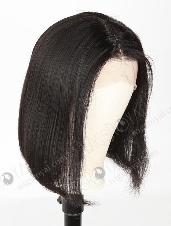 In Stock Indian Remy Hair 12" Yaki+BOB Color 1b# Lace Front Wig SLF-01252-1046