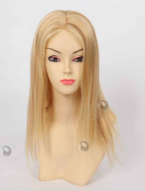 In Stock European Virgin Hair 14" Straight Color 22# with 8# Highlights Silk Top Glueless Wig GL-08007-2371