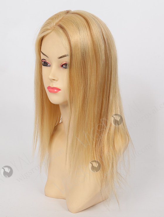 In Stock European Virgin Hair 14" Straight Color 22# with 8# Highlights Silk Top Glueless Wig GL-08007-2372