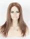 Straight Human Hair Wigs for Women Silk Top Realistic Parting 14 Inch Brown with Blonde Highlights GL-08004