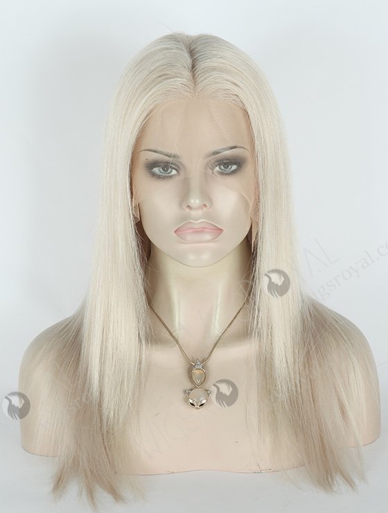 In Stock Brazilian Virgin Hair 16" Straight Silver Color Lace Front Wig MLF-04019-2172