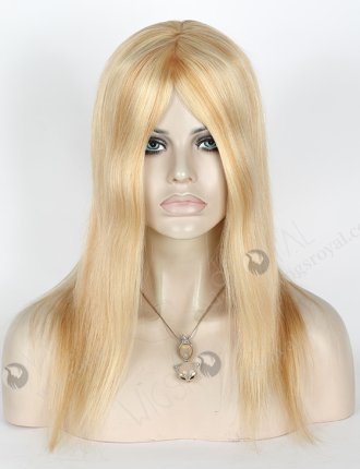 In Stock European Virgin Hair 14" Straight Color 22# with 18# Highlights Silk Top Glueless Wig GL-08077