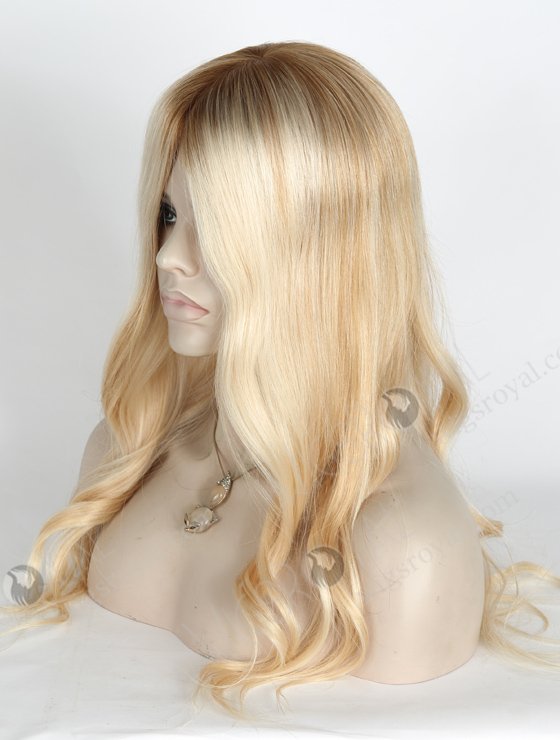 In Stock European Virgin Hair 18" Slight Wave T8/60/25/8# Highlights Color Silk Top Glueless Wig GL-08085-2589