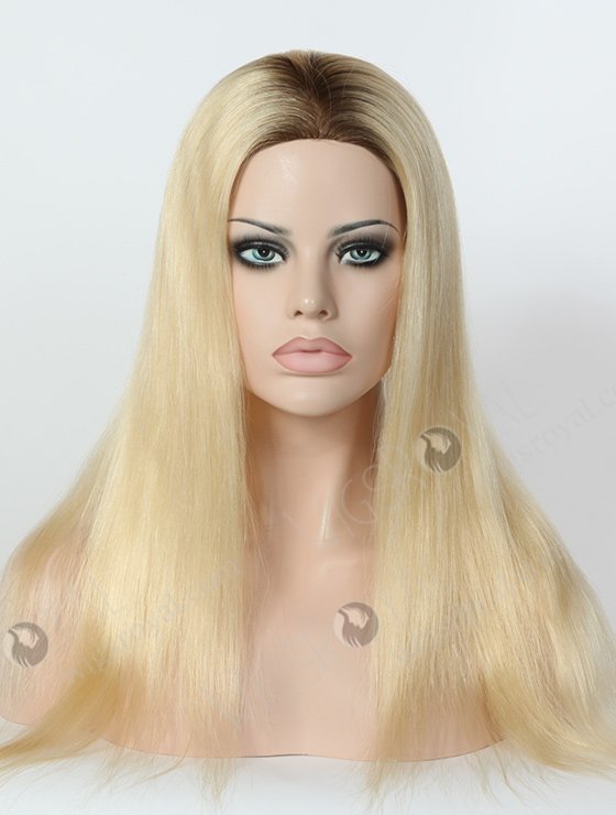 In Stock European Virgin Hair 18" Straight T9/613# Color Silk Top Glueless Wig GL-08010-2824