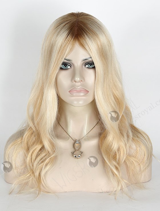 In Stock European Virgin Hair 16" Slight Wave T8/60/25/8# Highlights Color Silk Top Glueless Wig GL-08084-2577