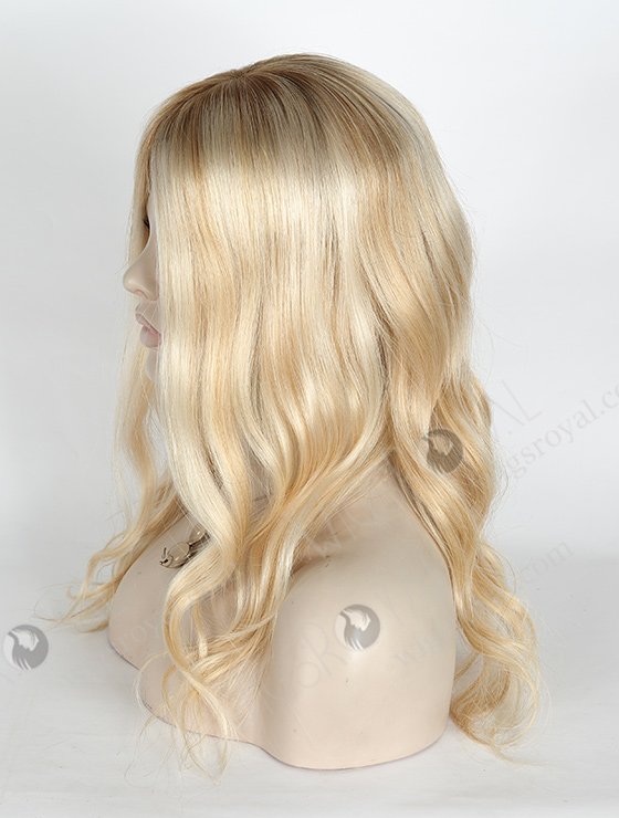 In Stock European Virgin Hair 16" Slight Wave T8/60/25/8# Highlights Color Silk Top Glueless Wig GL-08084-2582