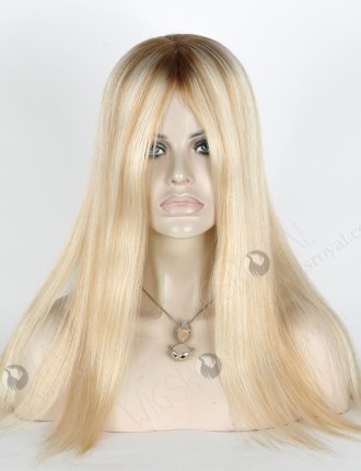 In Stock European Virgin Hair 18" Straight T8/60/25/8# Highlights Color Silk Top  Glueless Wig GL-08087