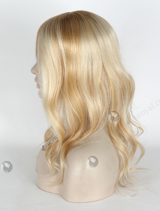 In Stock European Virgin Hair 14" Slight Wave T8/60/25/8# Highlights Color Silk Top Glueless Wig GL-08083-2569