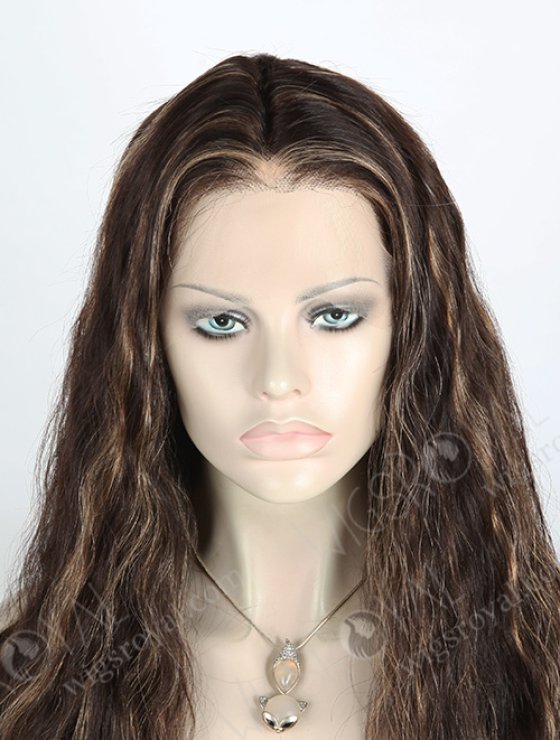 In Stock Brazilian Virgin Hair 24" Natural Wave 2/12# Highlights Lace Front Wig MLF-04021-2456