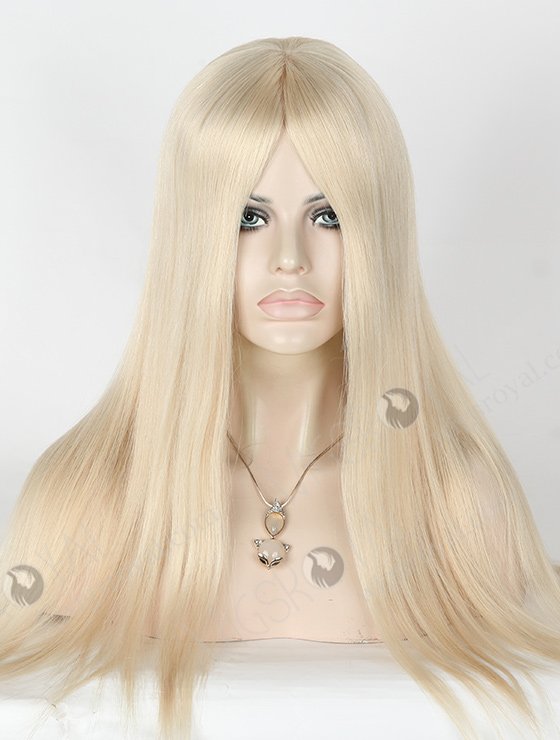 In Stock European Virgin Hair 20" Straight White Color Silk Top Glueless Wig GL-08055-2757