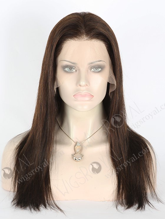 In Stock Indian Remy Hair 16" Straight 1#/4# Evenly Blended Color Lace Front Wig MLF-01009-2671
