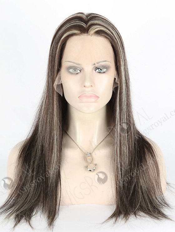 In Stock Indian Remy Hair 18" Straight 1#/3# Evenly Blended With 22# Highlights Color Lace Front Wig MLF-01006-2621