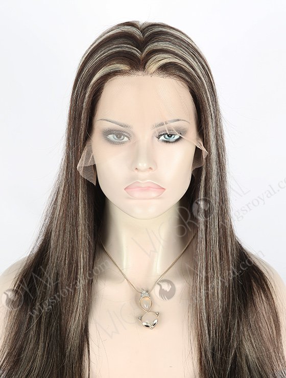 In Stock Indian Remy Hair 18" Straight 1#/3# Evenly Blended With 22# Highlights Color Lace Front Wig MLF-01006-2620