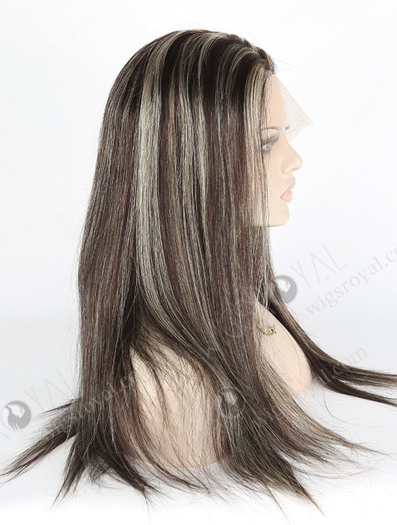 In Stock Indian Remy Hair 18" Straight 1#/3# Evenly Blended With 22# Highlights Color Lace Front Wig MLF-01006-2625