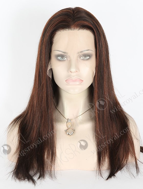 In Stock Indian Remy Hair 16" Straight 1#/3# Evenly Blended With 33# Highlights Color Lace Front Wig MLF-01007-2638