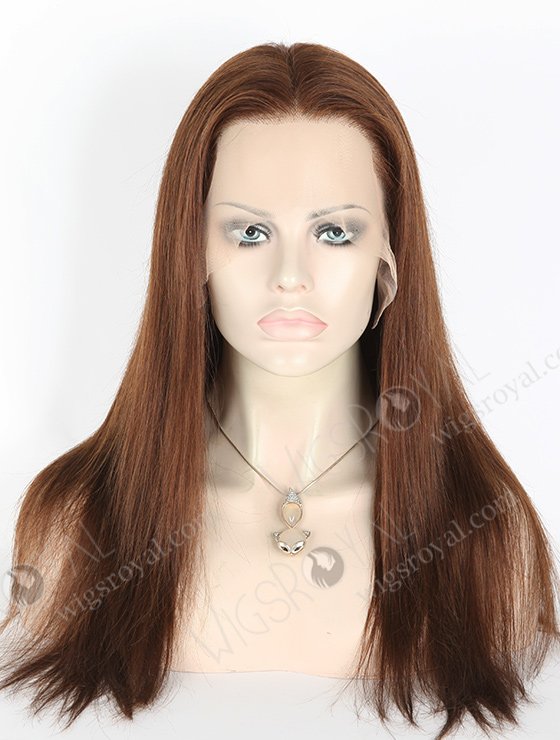 In Stock Indian Remy Hair 16" Straight 3#/4# Evenly Blended Color Lace Front Wig MLF-01008-2656