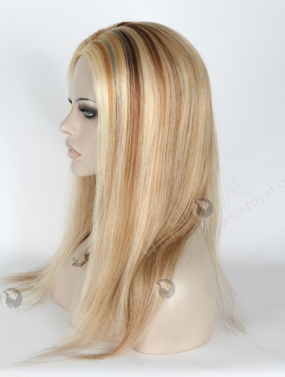 In Stock European Virgin Hair 16" Straight 613# with 9# Highlights and 18# Highlights Silk Top Glueless Wig GL-08044-2506