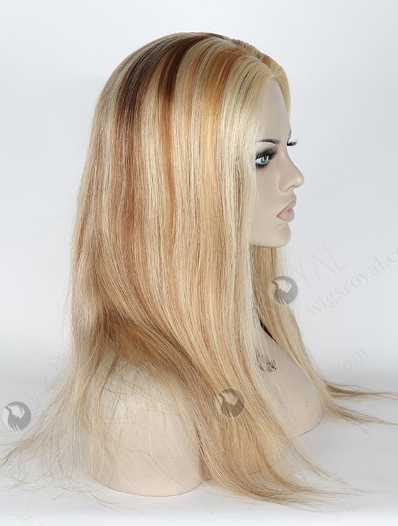 In Stock European Virgin Hair 16" Straight 613# with 9# Highlights and 18# Highlights Silk Top Glueless Wig GL-08044-2508