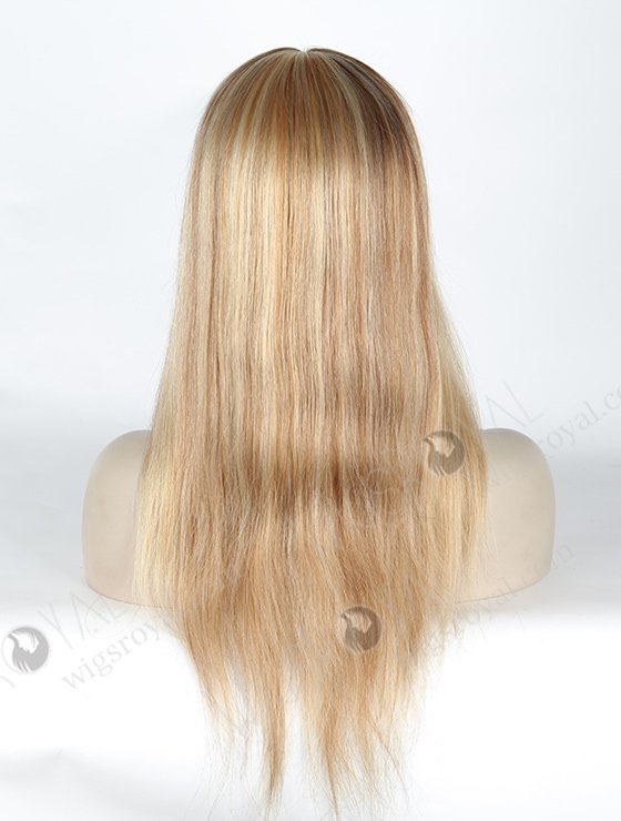 In Stock European Virgin Hair 16" Straight 613# with 9# Highlights and 18# Highlights Silk Top Glueless Wig GL-08044-2509