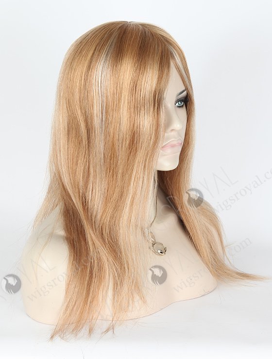 In Stock European Virgin Hair 16" Straight 9/18# Evenly Blended with 18# Highlights and White Color Highlights Silk Top Glueless Wig GL-08043-2488