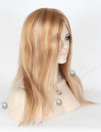 In Stock European Virgin Hair 16" Straight 9/18# Evenly Blended with 18# Highlights and White Color Highlights Silk Top Glueless Wig GL-08043