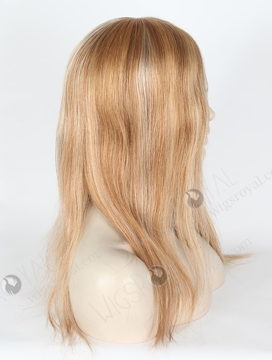 In Stock European Virgin Hair 16" Straight 9/18# Evenly Blended with 18# Highlights and White Color Highlights Silk Top Glueless Wig GL-08043-2489