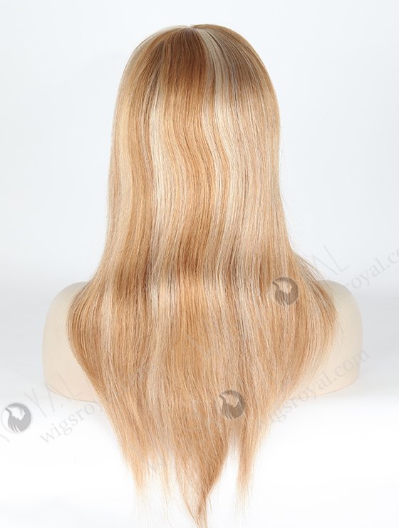 In Stock European Virgin Hair 16" Straight 9/18# Evenly Blended with 18# Highlights and White Color Highlights Silk Top Glueless Wig GL-08043-2490