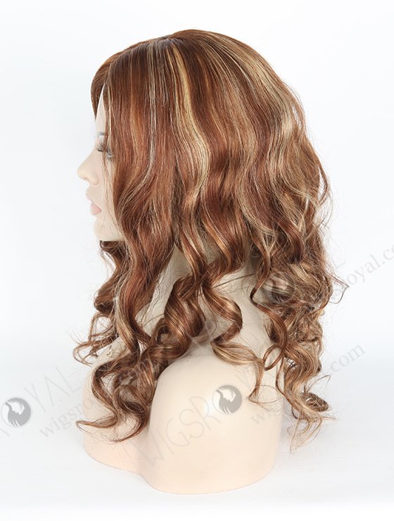 In Stock European Virgin Hair 18" Loose Big Curl 6/27# Highlights with Roots Color 6# Silk Top Glueless Wig GL-08071-2722