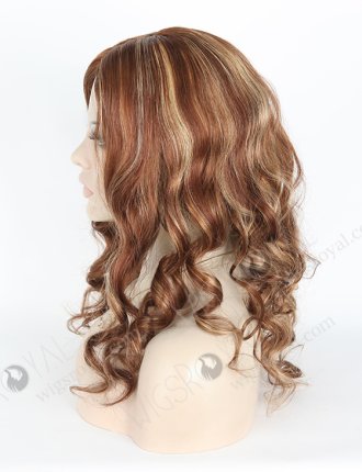 In Stock European Virgin Hair 18" Loose Big Curl 6/27# Highlights with Roots Color 6# Silk Top Glueless Wig GL-08071