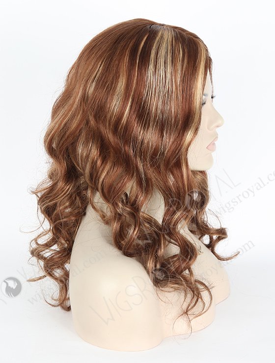 In Stock European Virgin Hair 18" Loose Big Curl 6/27# Highlights with Roots Color 6# Silk Top Glueless Wig GL-08071-2725