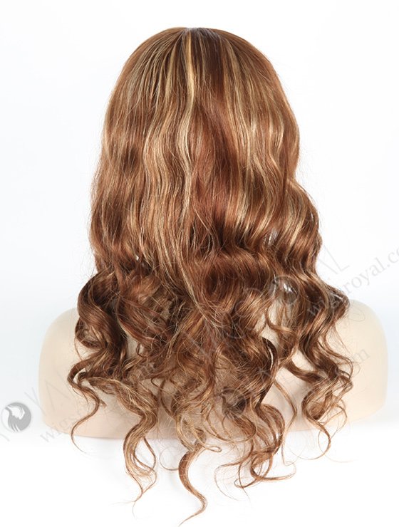 In Stock European Virgin Hair 18" Loose Big Curl 6/27# Highlights with Roots Color 6# Silk Top Glueless Wig GL-08071-2726
