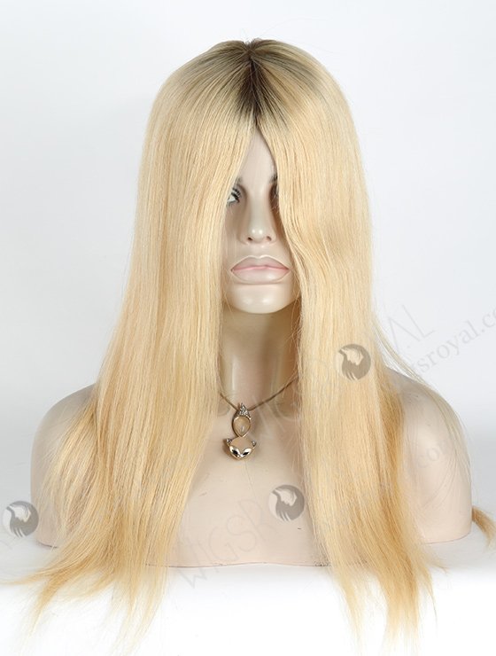 In Stock European Virgin Hair 18" Straight T9/24# Color Silk Top Glueless Wig GL-08011-2830