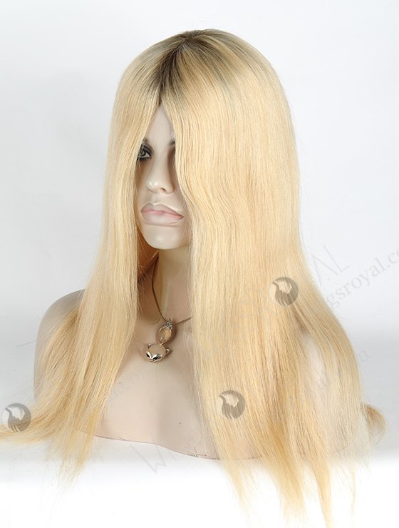 In Stock European Virgin Hair 18" Straight T9/24# Color Silk Top Glueless Wig GL-08011-2831