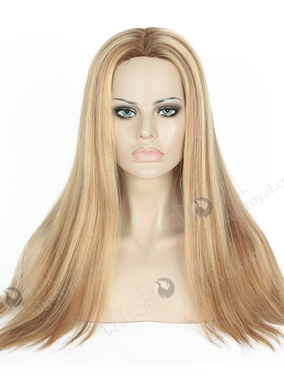 In Stock European Virgin Hair 20" Straight T9/22# with 9# Highlights Silk Top Glueless Wig GL-08049-2911