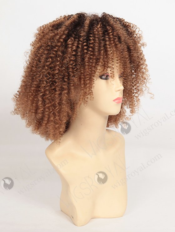 Dark Roots Human Hair Brown Curly Wig WR-LW-079-3007