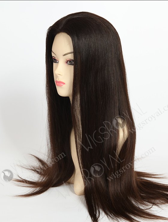 In Stock European Virgin Hair 22" Natural Straight Natural Color Glueless Silk Top Wig GL-08014-3083