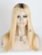 Blonde Wig With Dark Roots Human Hair Hand Tied Lace Front Wigs | In Stock European Virgin Hair 16" Straight T9/22# Color Lace Front Silk Top Glueless Wig GLL-08010