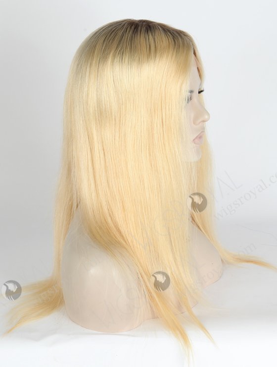 Blonde Wig With Dark Roots Human Hair Hand Tied Lace Front Wigs | In Stock European Virgin Hair 16" Straight T9/22# Color Lace Front Silk Top Glueless Wig GLL-08010-3489