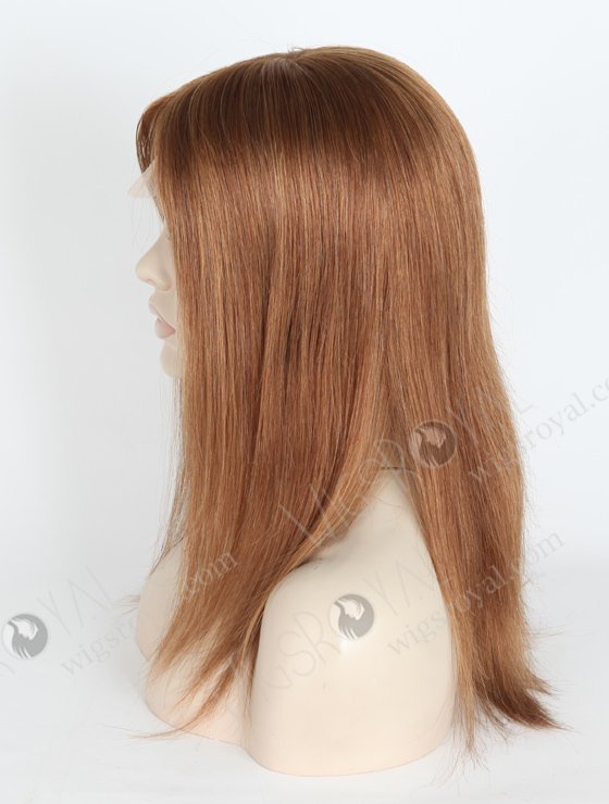 Ladies Glueless Silk Base Wigs 100 Human Hair Brown Colored Wigs | In Stock European Virgin Hair 14" Straight 6#/8# Evenly Blended Color Lace Front Silk Top Glueless Wig GLL-08008-3463