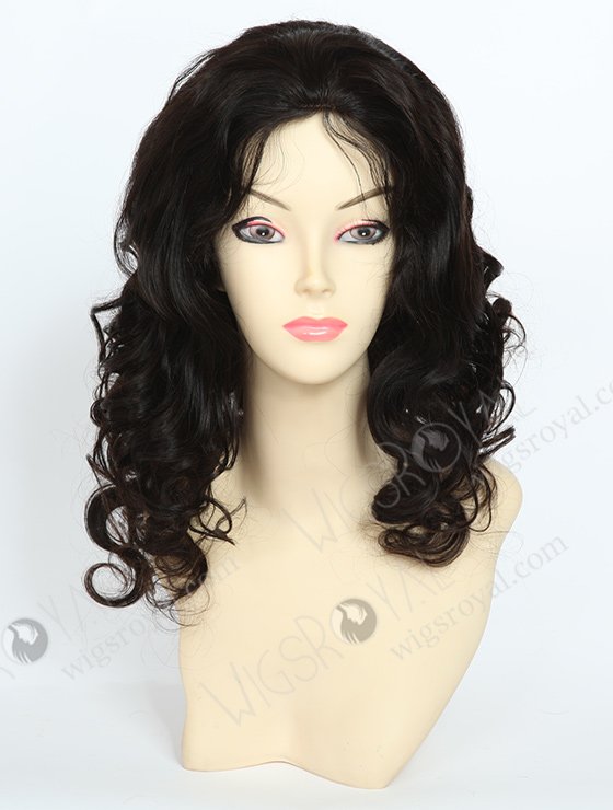 In Stock Indian Remy Hair 16" Big Curl Natural Color Silk Top Glueless Wig GL-01008-3359