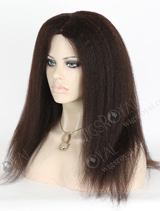 In Stock Indian Virgin Hair 16" Kinky Straight Natural Color Full Lace Glueless Wig GL-02005-3237
