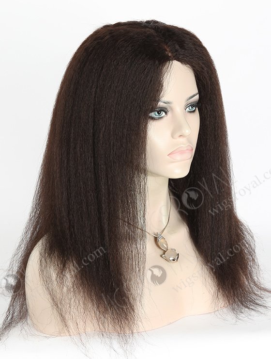In Stock Indian Virgin Hair 16" Kinky Straight Natural Color Full Lace Glueless Wig GL-02005-3238