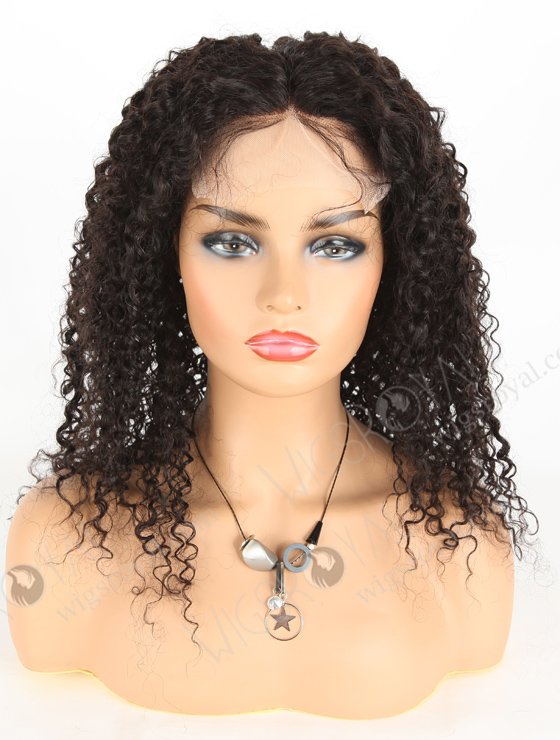 In Stock Brazilian Virgin Hair 18" Tight Curly Natural Color Lace Closure Wig CW-04001-3760