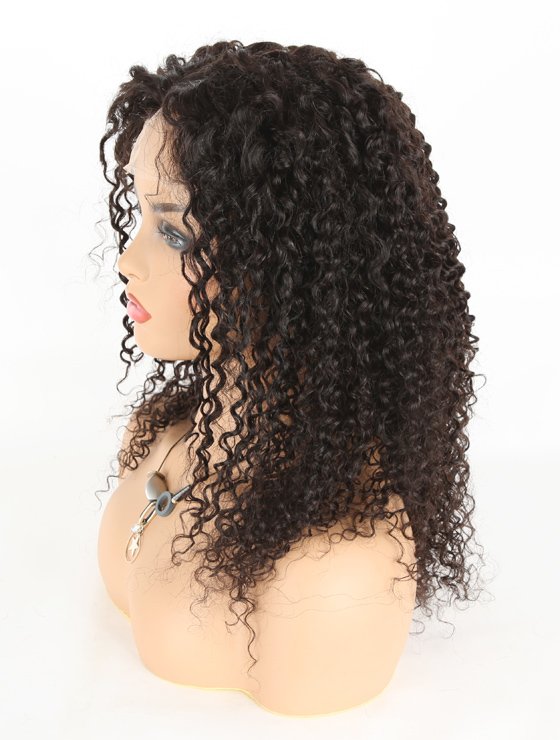 In Stock Brazilian Virgin Hair 18" Tight Curly Natural Color Lace Closure Wig CW-04001-3761